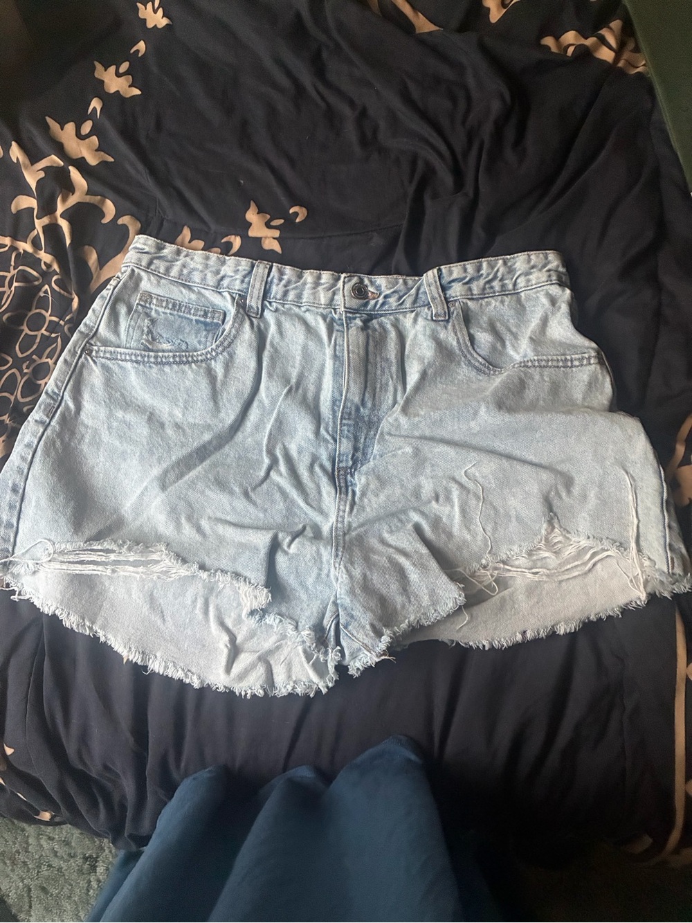 Cotton On Light Blue Distressed Denim Shorts